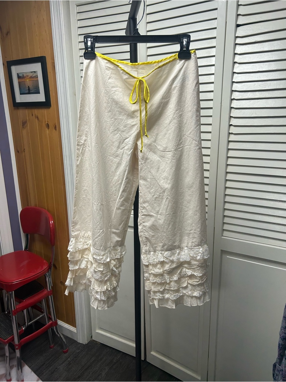 Nwot Kimchi Blue Cream Blouse with Yellow Satin Tie